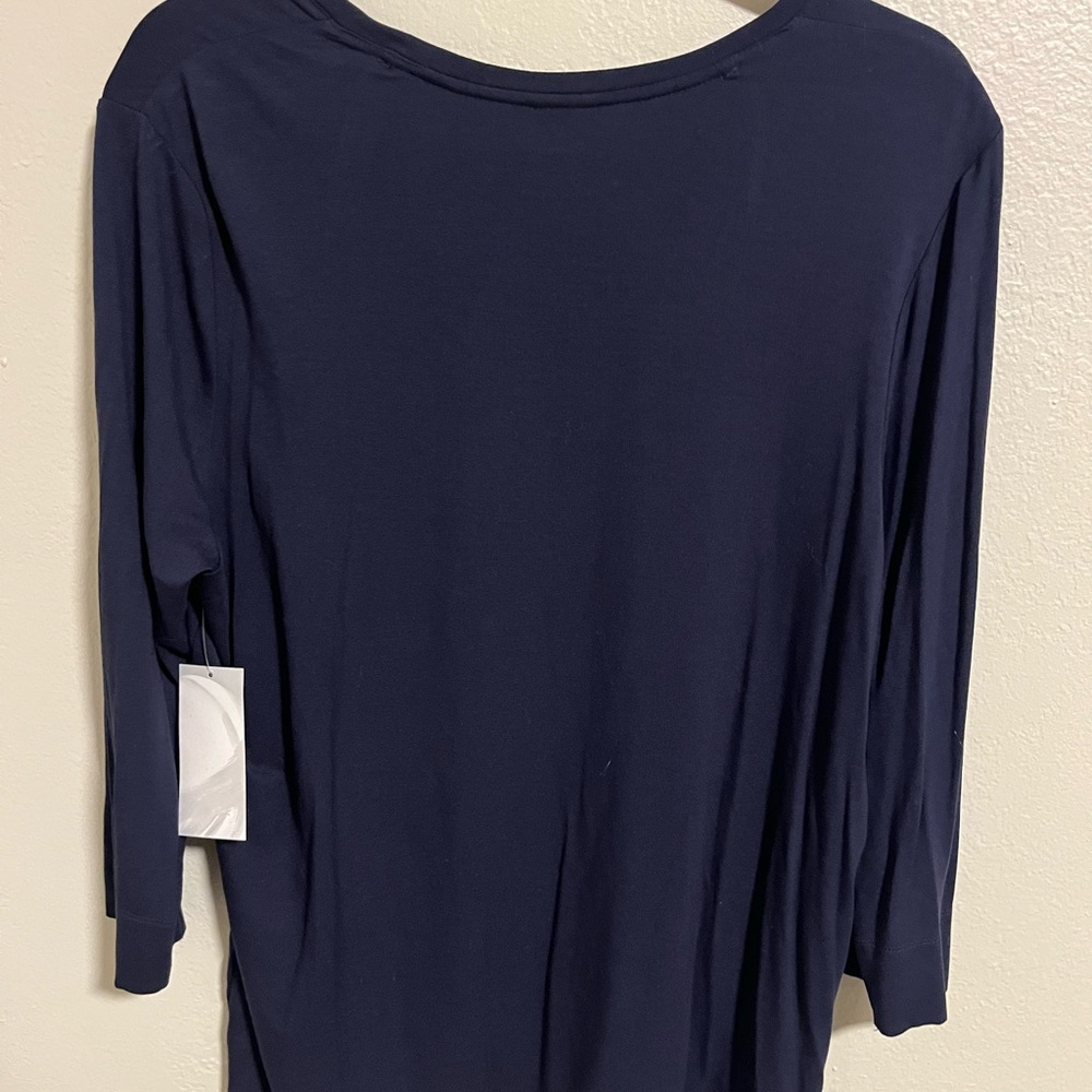 NWT Chico's Women's Navy Long Sleeve Scoop Neck Top-Chico’s Size 2 - Picture 2 of 8